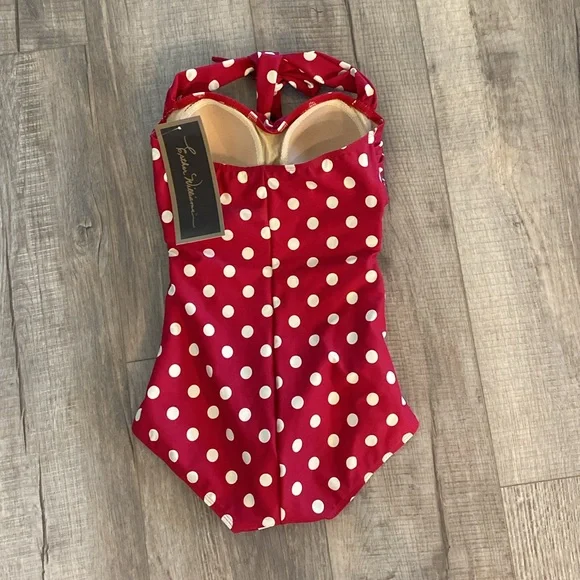 Esther Williams Vintage-Inspired Polka Dot Pinup Swimsuit - Picture 5 of 7